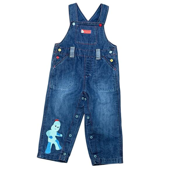 In The Night Garden Overalls Toddler 18-23M Iggle Piggle Embroidered Denim Bibs - Picture 1 of 9
